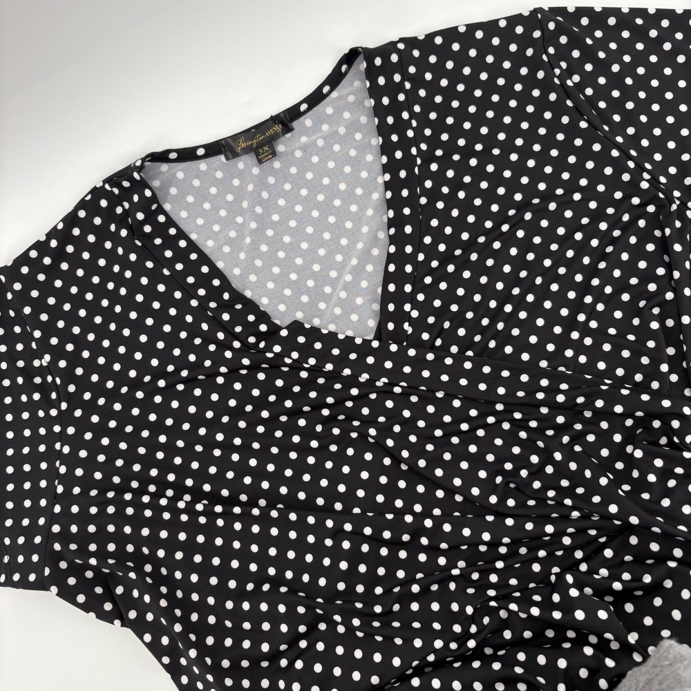 Lexington Avenue NYC 3X Black Polka Dot Maxi Dress Surplice Neck Pretty Women